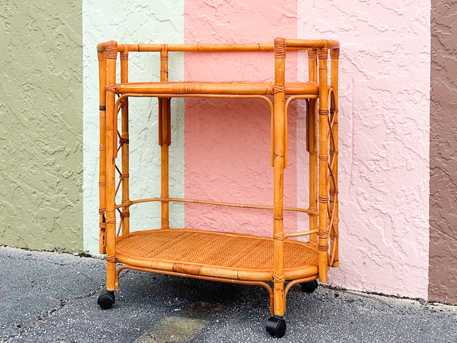 Oval Rattan Bar Cart