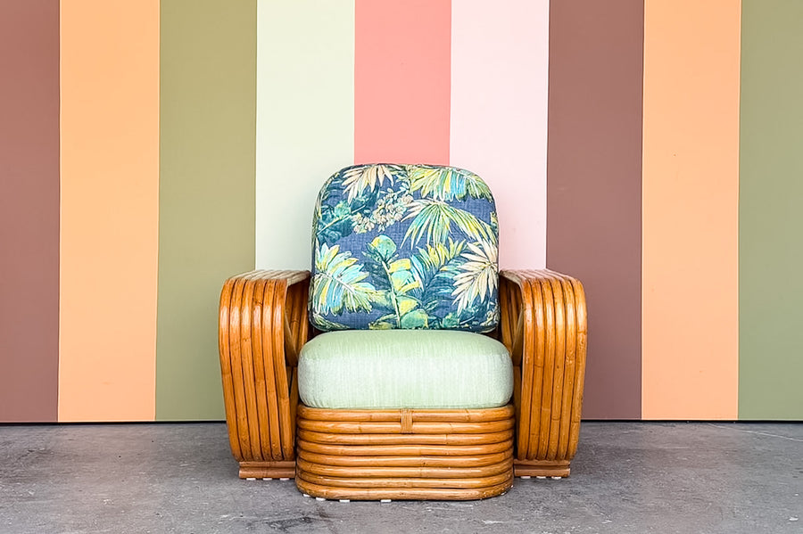 Frankl Style Six Band Rattan Lounge Chair