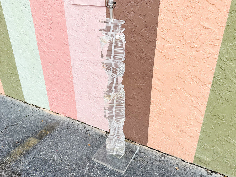 Lucite Stacked Block Floor Lamp