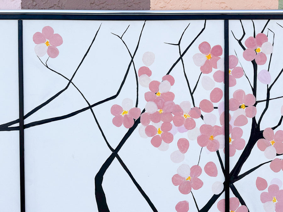 Large Vintage Cherry Blossom Painting