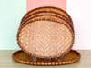 Set of Five Woven Rattan Trays