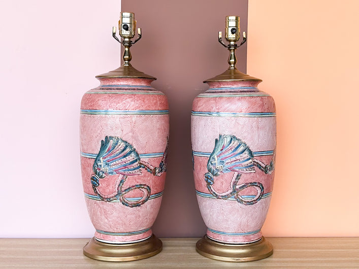 Pair of Pink Tassel Lamps