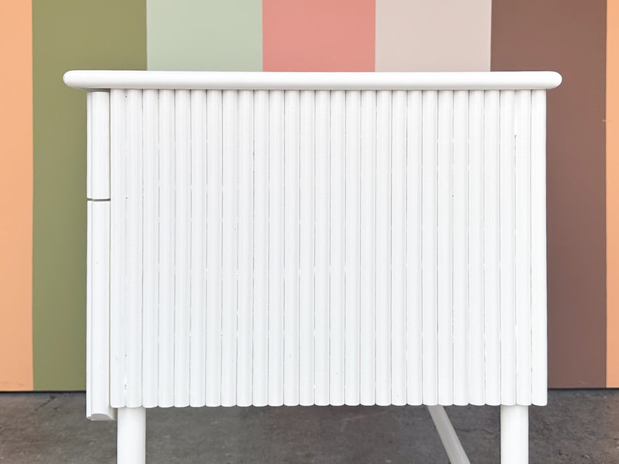 Custom Wood and Rattan Painted Desk