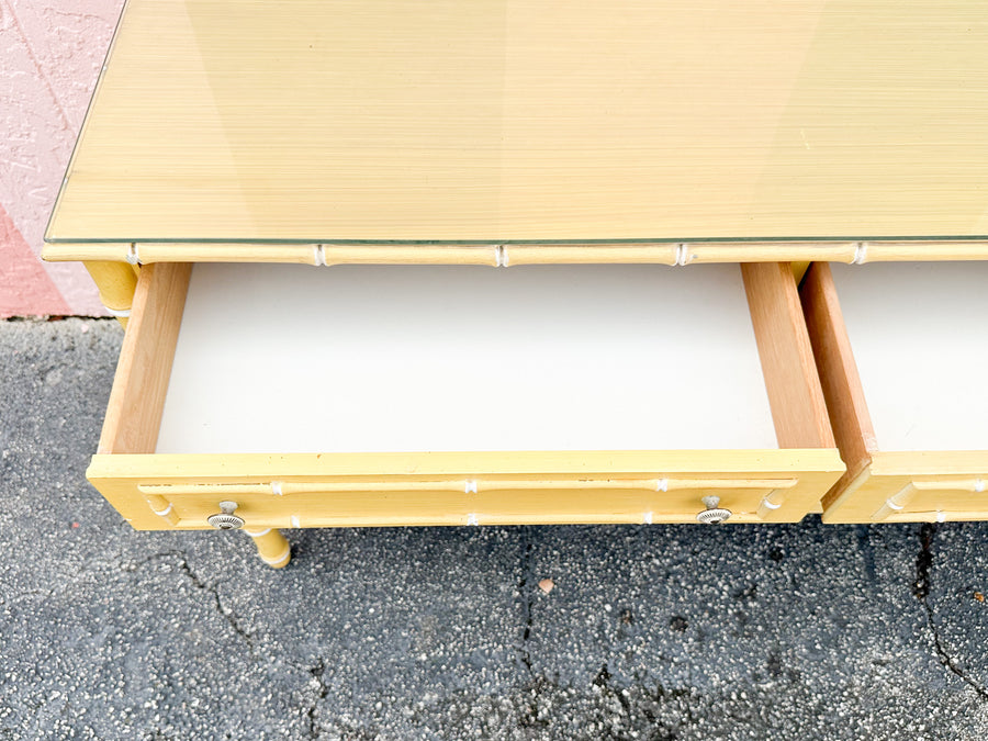 Thomasville Yellow Faux Bamboo Dresser