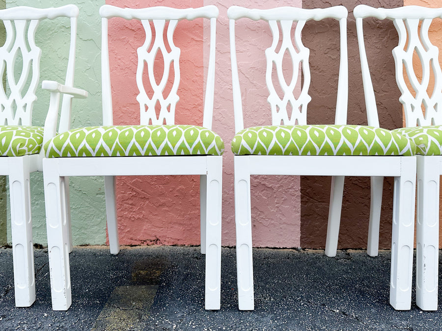 Set of Six Fretwork Dining Chairs