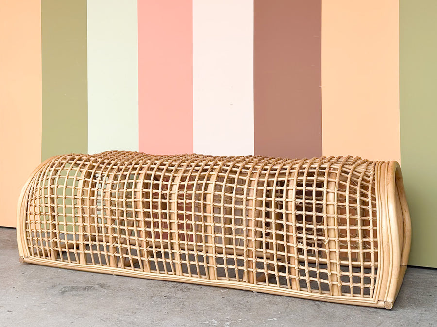 Sculptural Rattan Alligator Bench