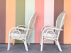 Pair of Whimsical Balloon Back Rattan Chairs