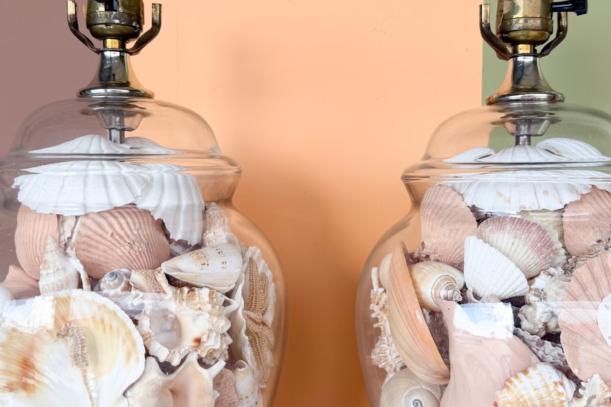 Pair of Old Florida Shell Lamps