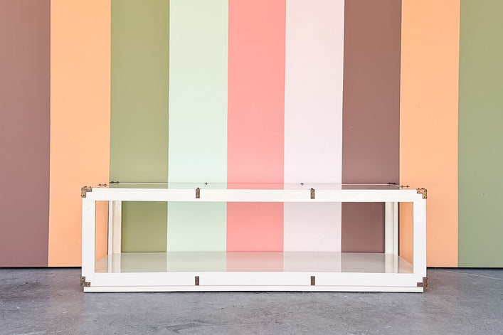 Campaign Style Lacquer and Brass Coffee Table