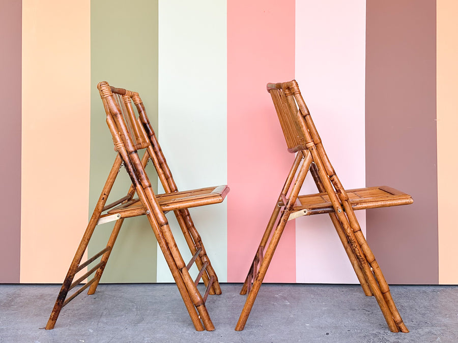 Set of Four Bamboo Folding Chairs