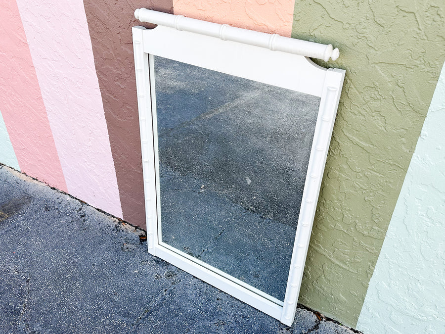 White Faux Bamboo Mirror