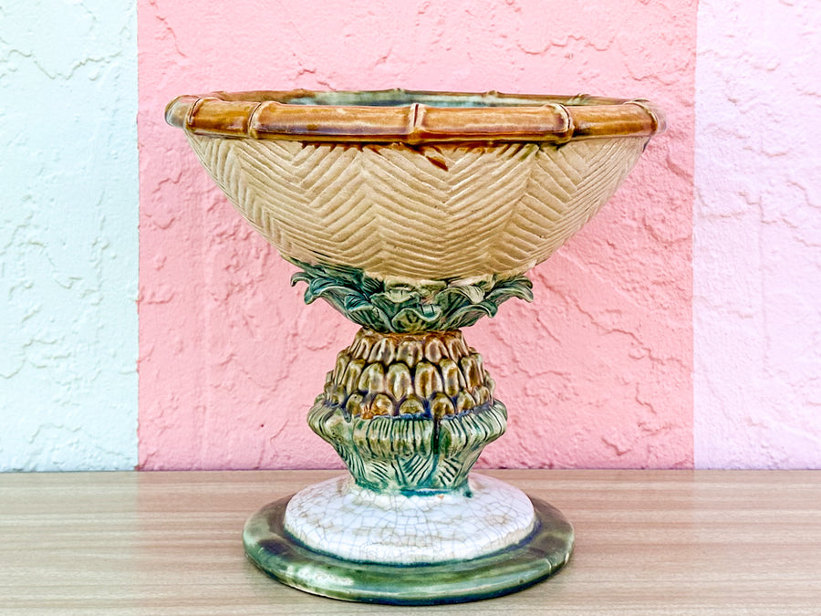 Majolica Pineapple Pedestal Bowl