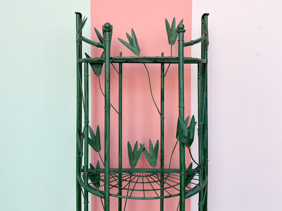 Folding Metal Faux Bamboo Plant Stand