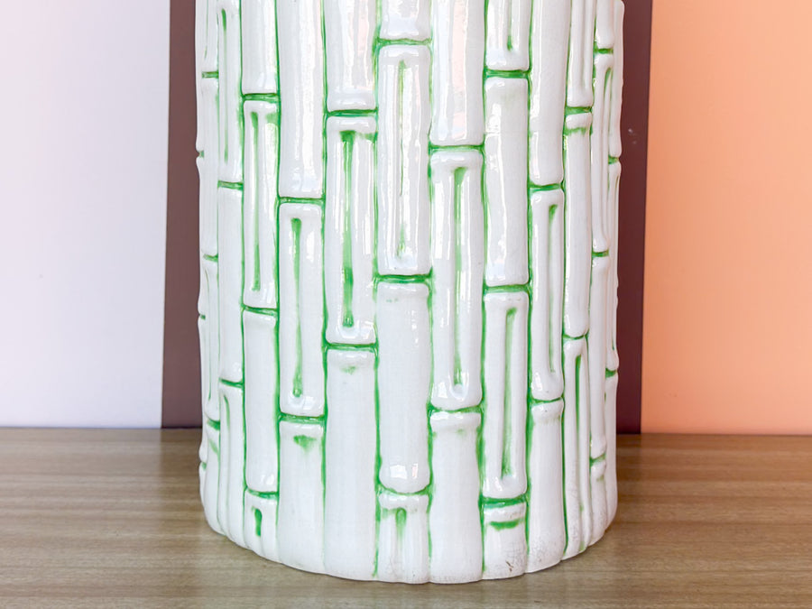 Large Faux Bamboo Green Vase