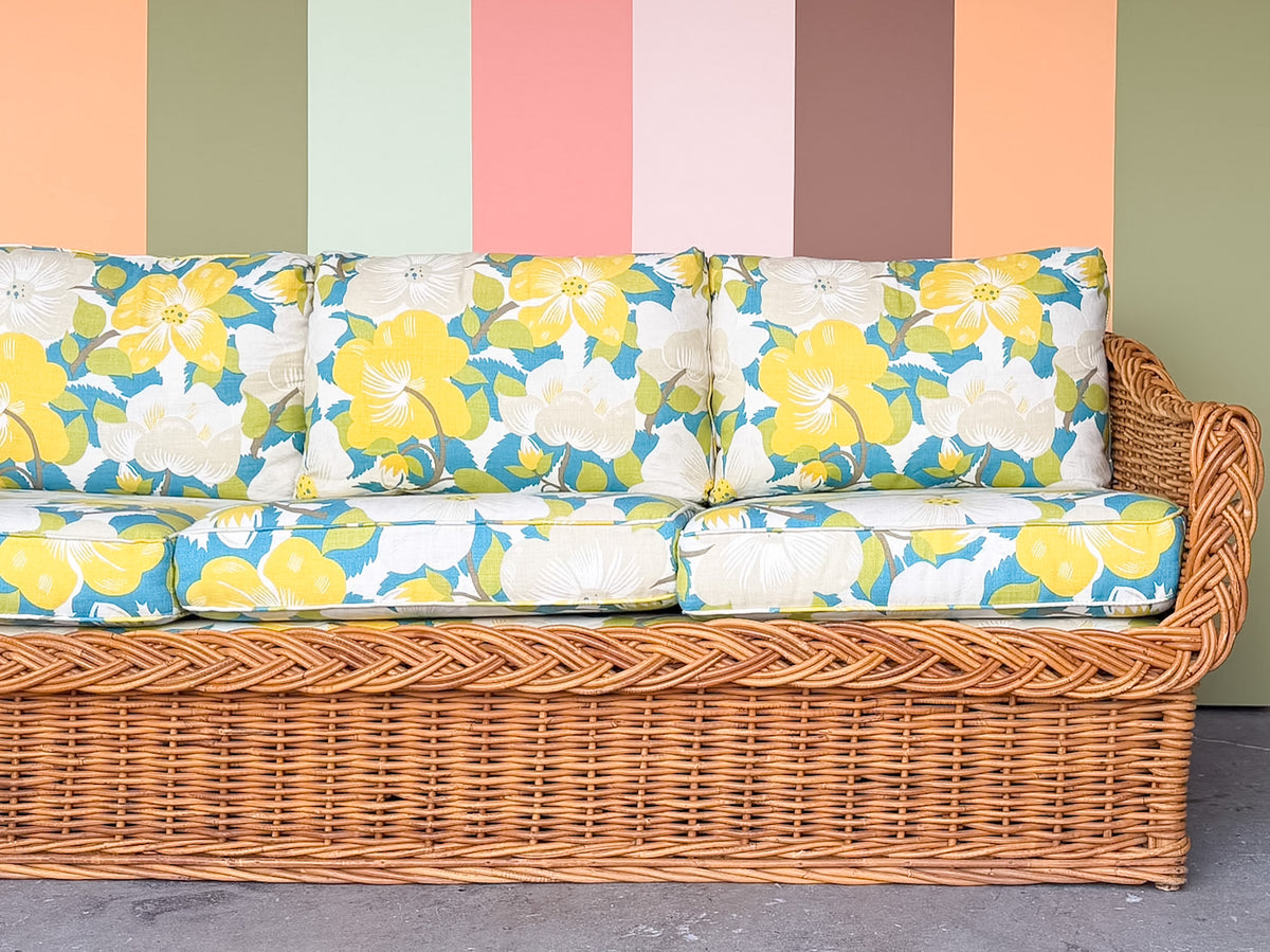The Wicker Works Braided Rattan Sofa