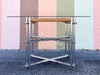 Regency Style Chrome and Rush Faux Bamboo Game Table and Chairs