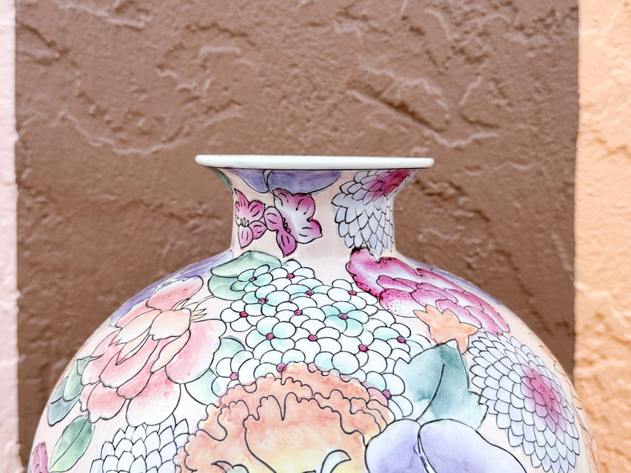 Colorful Floral Vase and Bowl