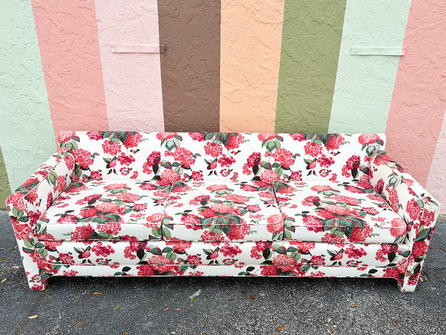 Pink Hydrangea Chintz Sofa