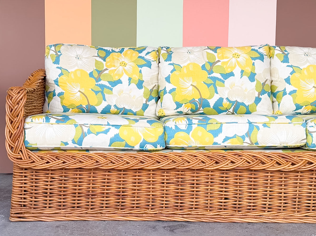 The Wicker Works Braided Rattan Sofa