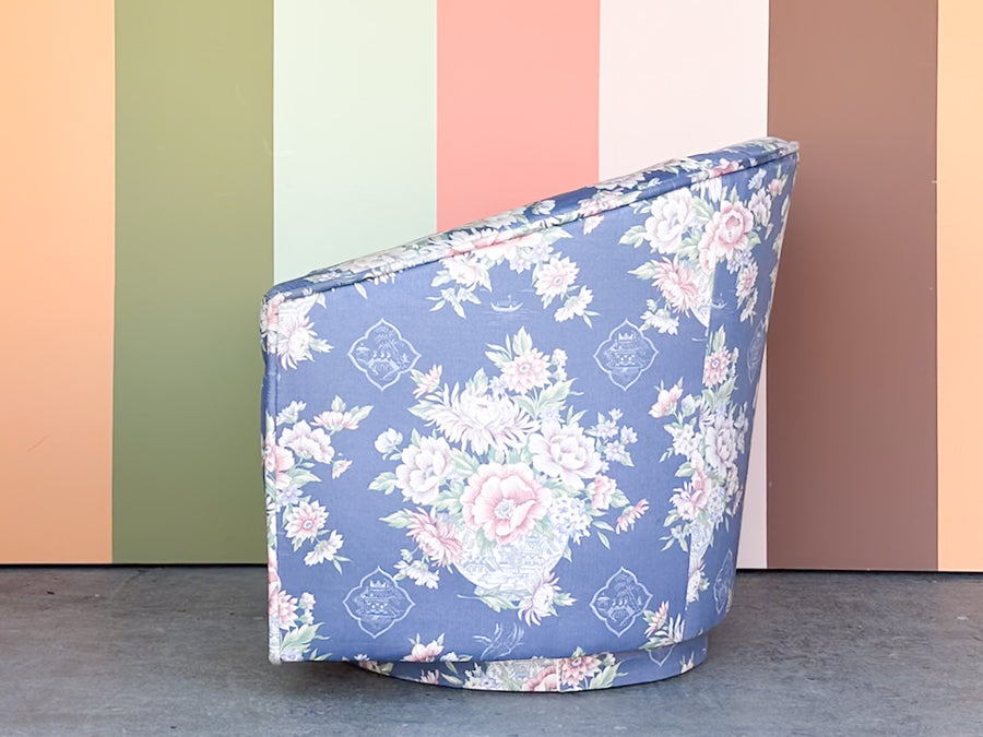 Chinoiserie Chic Upholstered Swivel Chair