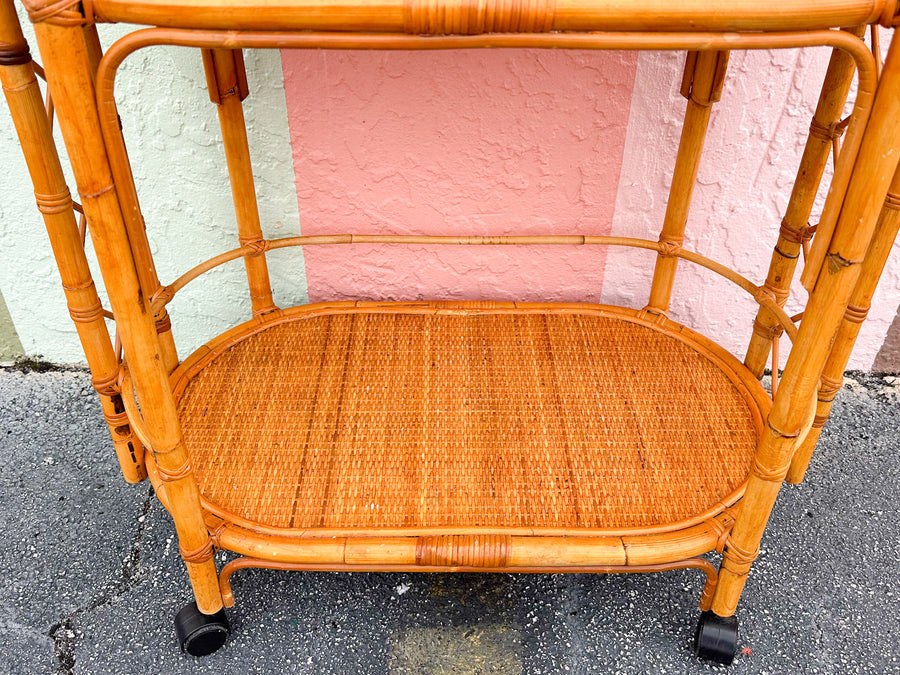 Oval Rattan Bar Cart