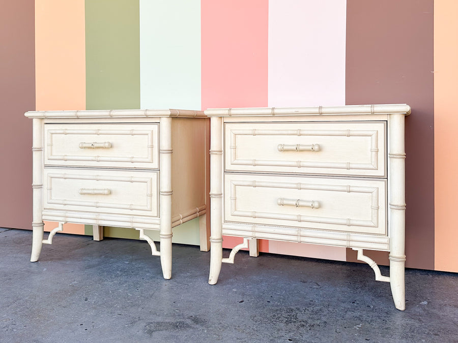 Pair of Dixie Aloha Faux Bamboo Nightstands