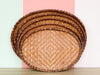 Set of Five Woven Rattan Trays
