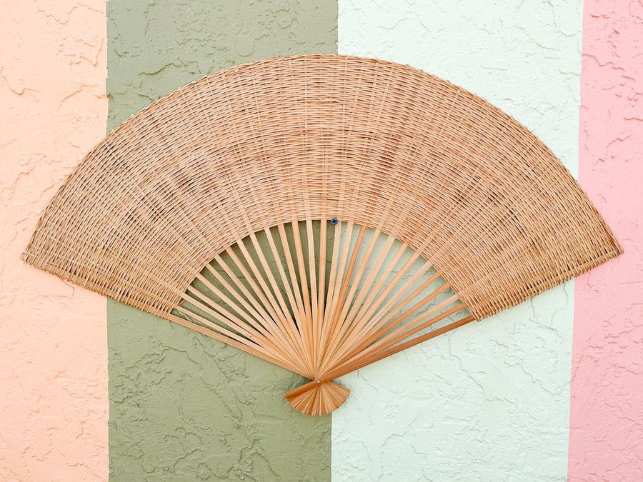 Pair of Large Rattan Fans
