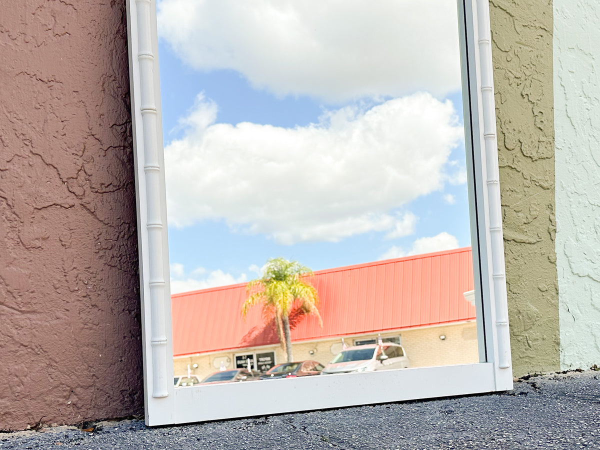 White Faux Bamboo Mirror