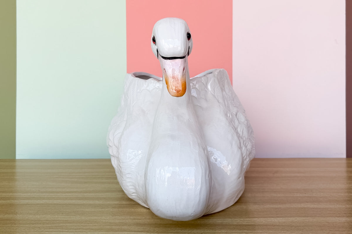 Large Italian Swan Cachepot