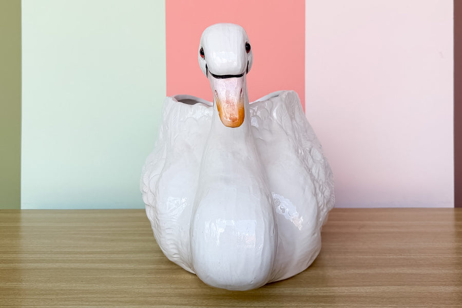 Large Italian Swan Cachepot