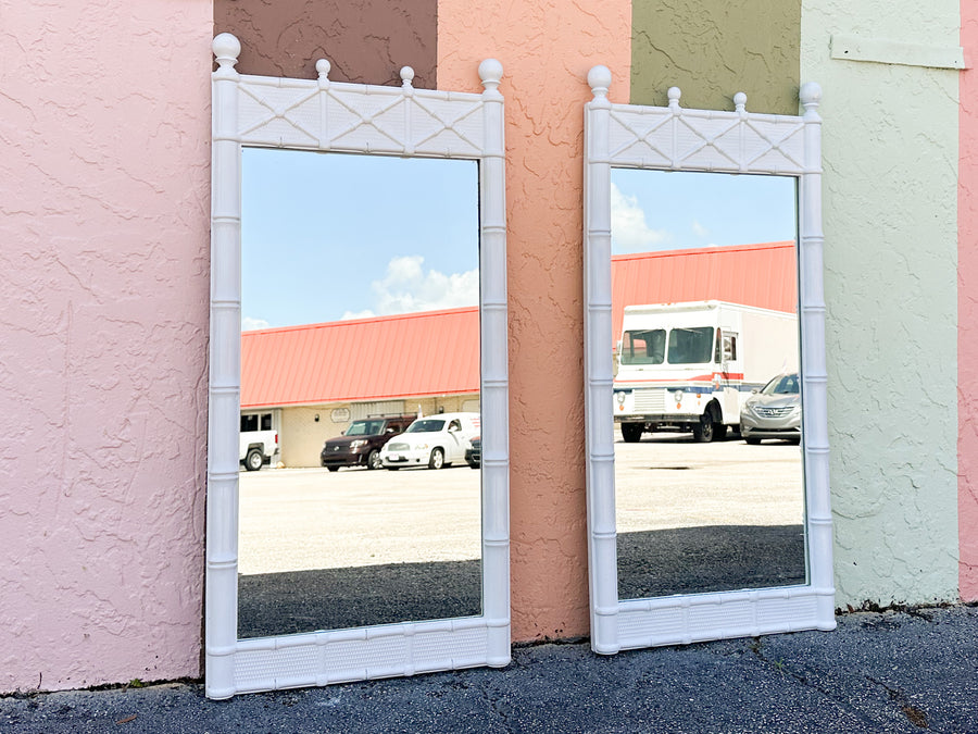 Pair of Palm Beach Style Faux Bamboo Mirrors