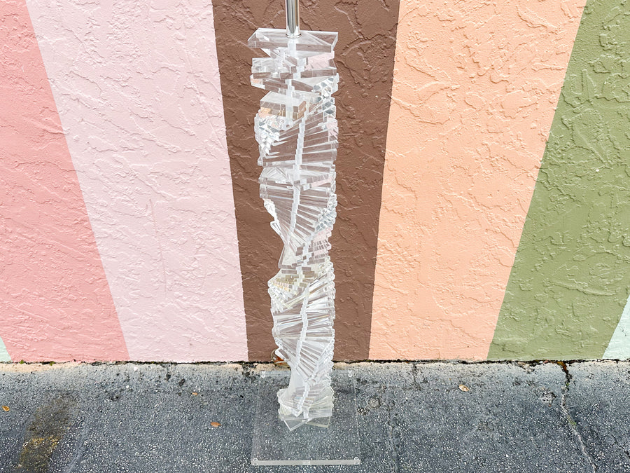 Lucite Stacked Block Floor Lamp