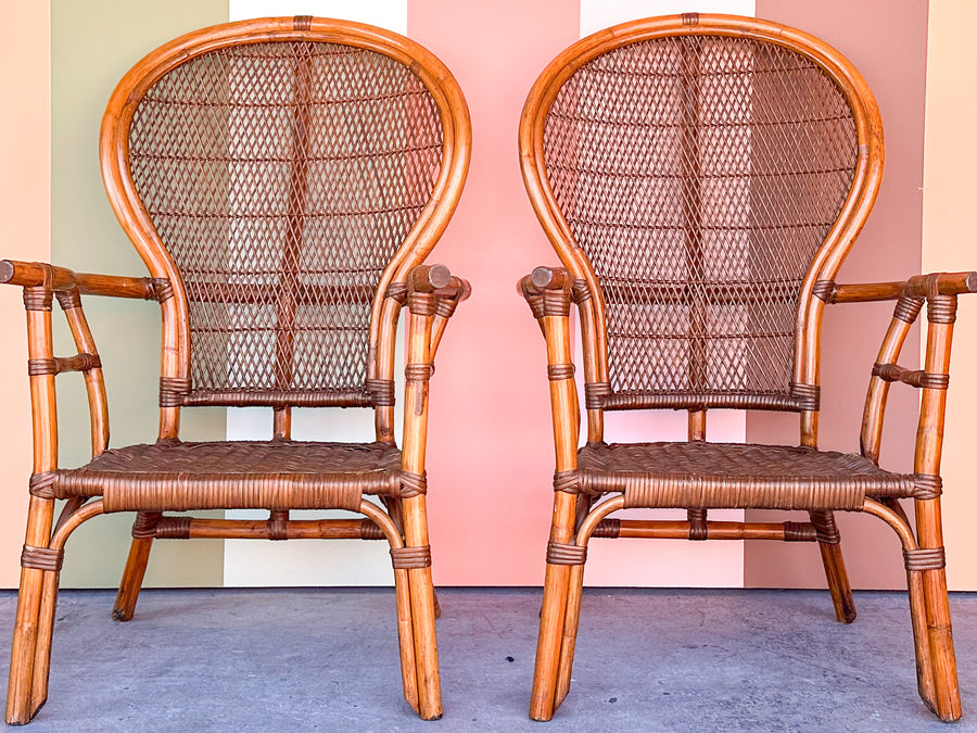 Pair of Island Chic Rattan Chairs