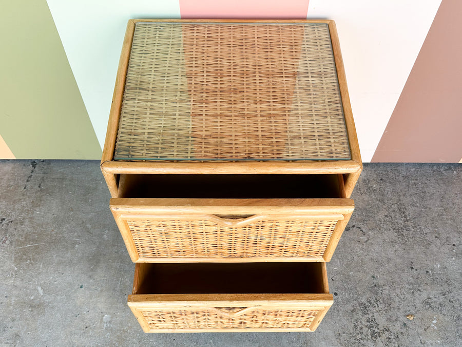 Island Style Rattan Wrapped Nightstand