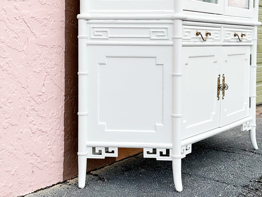 Newly Painted Faux Bamboo Greek Key Century Cabinet