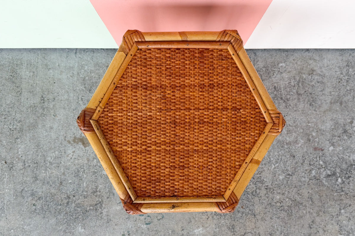 Petite Rattan Hexagon Pedestal