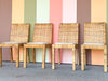 Set of Four Rattan Wrapped Parsons Dining Chairs