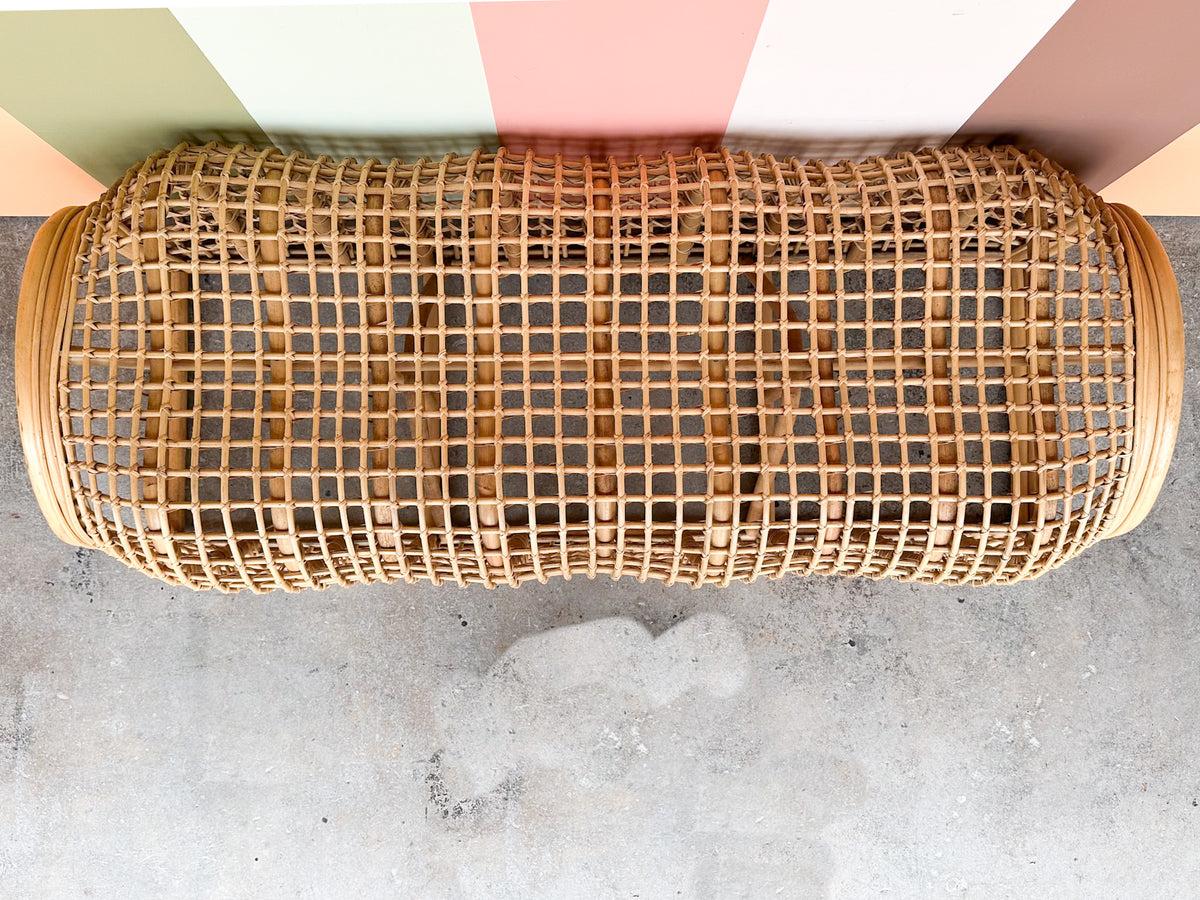 Sculptural Rattan Alligator Bench