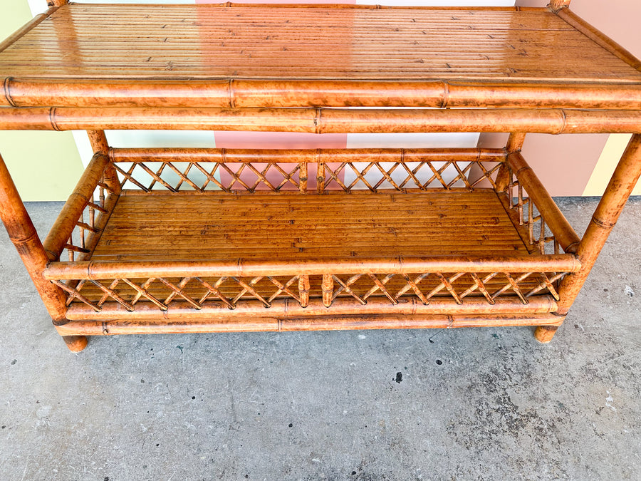 Tortoiseshell Rattan Etagere
