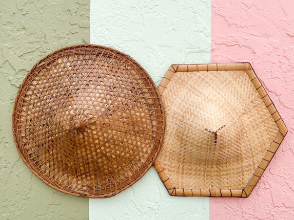Pair of Cane and Rattan Hats