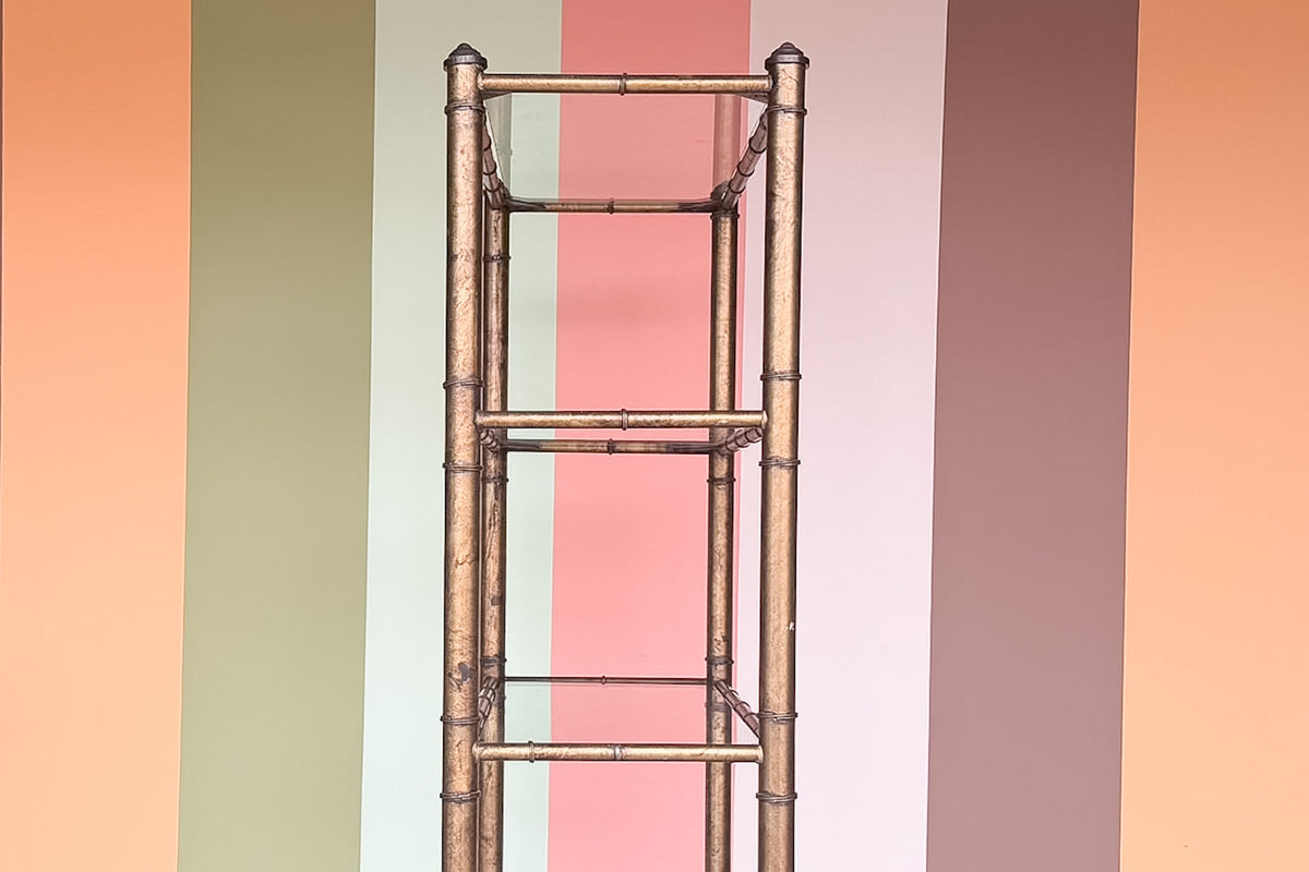 Regency Style Faux Bamboo Metal Etagere