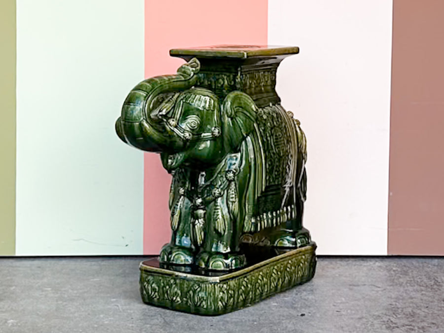 Terracotta Emerald Green Elephant Garden Seat