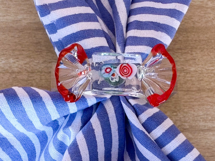 Set of Eight Murano Glass Candy Napkin Rings