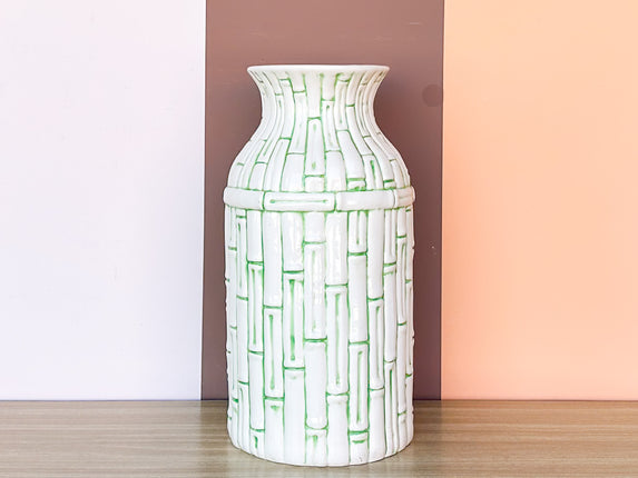 Large Faux Bamboo Green Vase