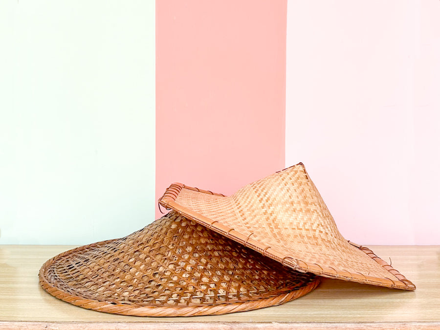 Pair of Cane and Rattan Hats