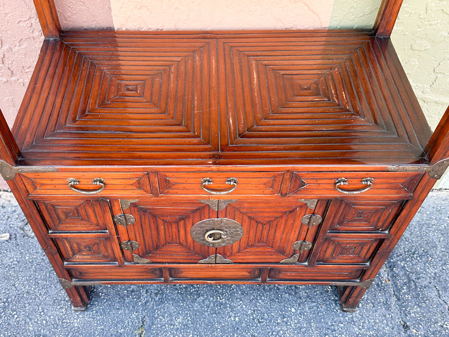 Asian Inspired Tortoiseshell Bamboo Cabinet