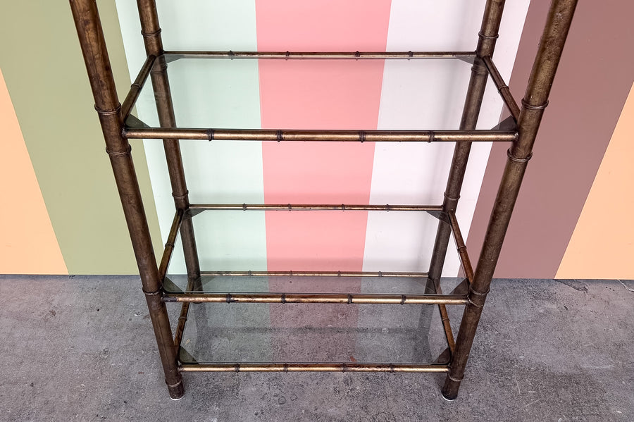 Regency Style Faux Bamboo Metal Etagere