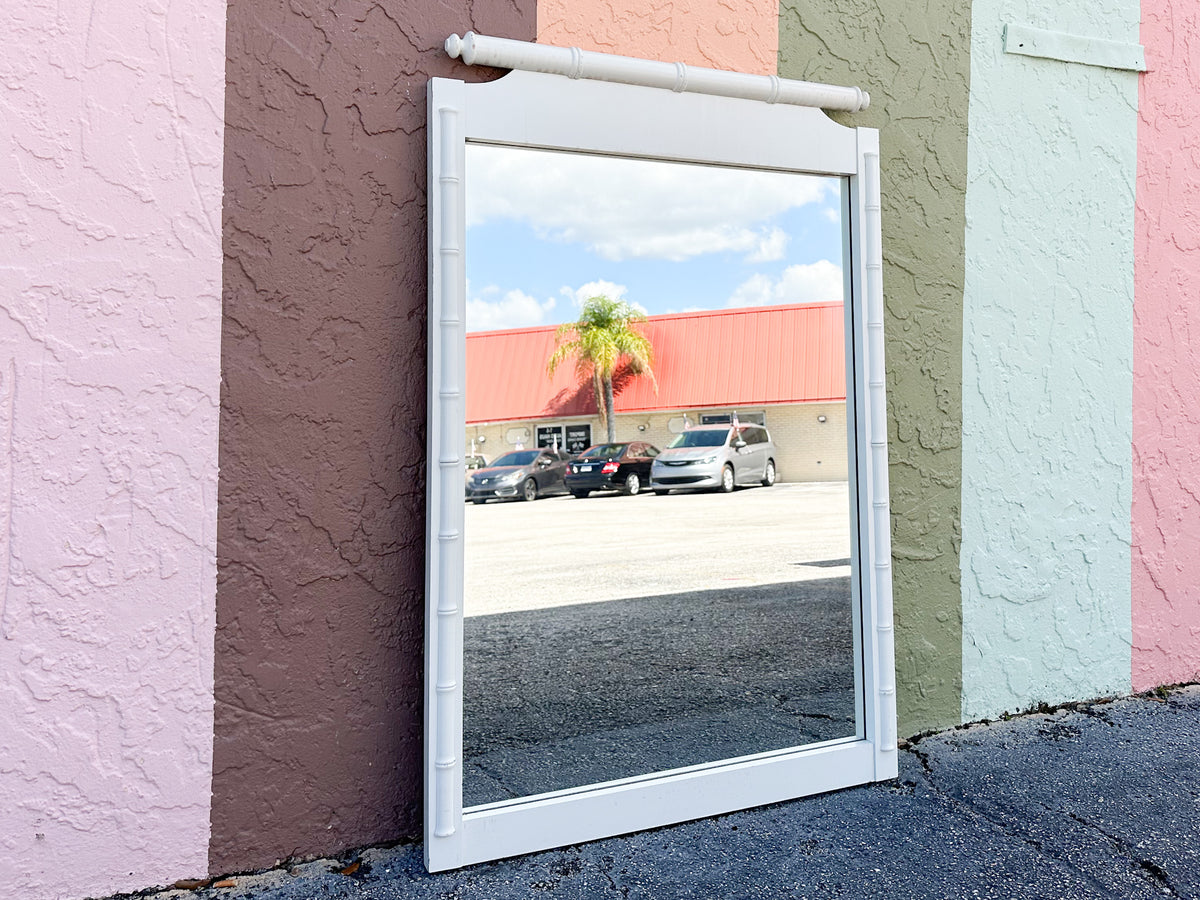 White Faux Bamboo Mirror