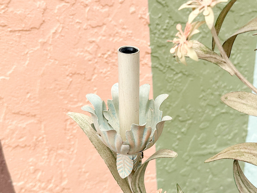 Pretty Pastel Tole Floral Chandelier